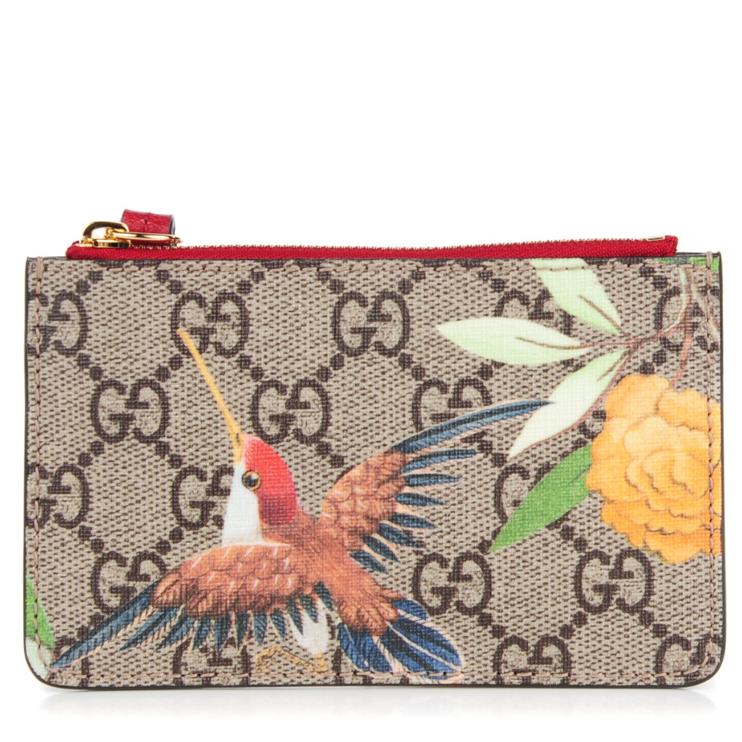 GG Supreme Monogram Tian Key Case Beige Multicolor Red