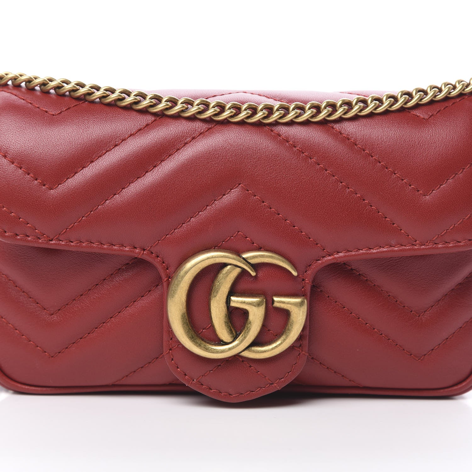 Gucci Calfskin Matelasse Super Mini GG Marmont Shoulder Bag Hibiscus Red 8 of 11