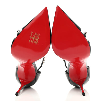 Christian Louboutin Kid PVC Spike Cross 100 Pumps 37.5 Black Silver 5 of 8