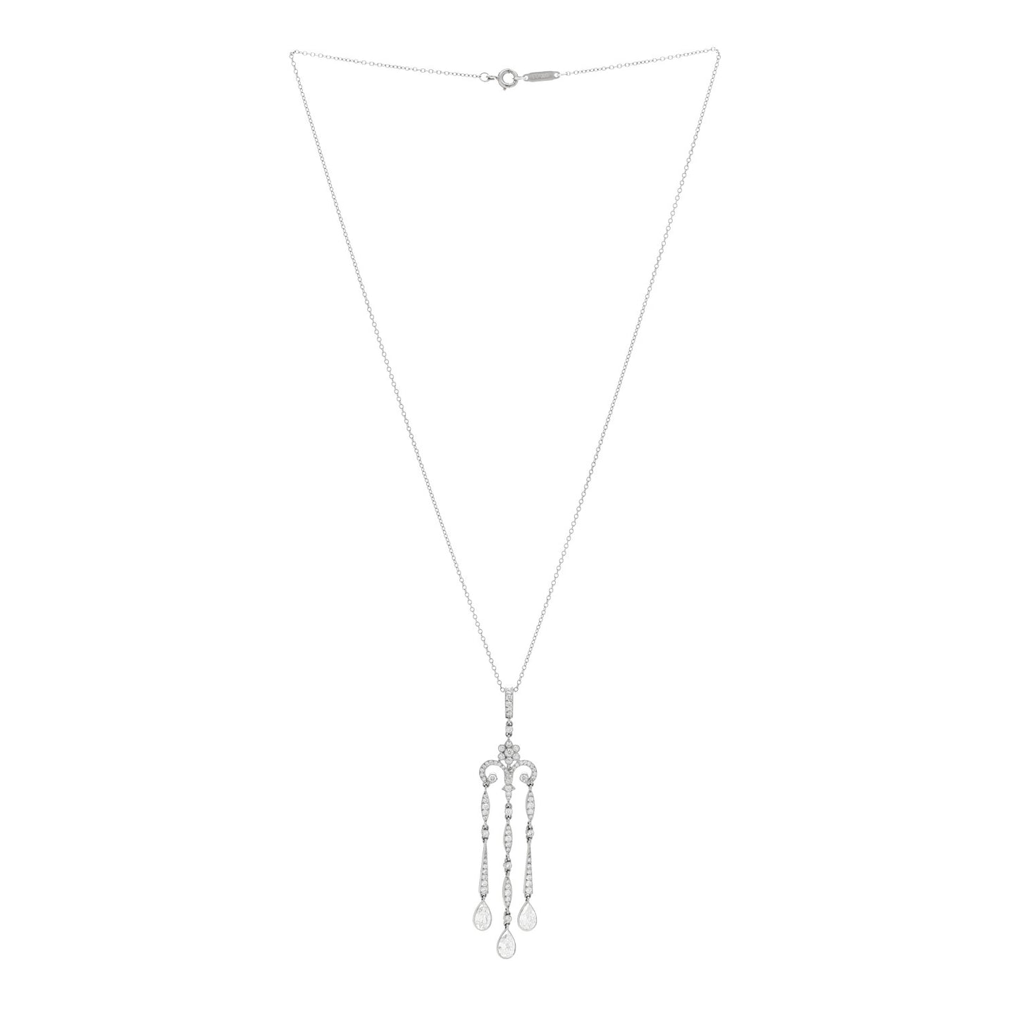 Platinum Diamond Legacy Pear Drop Pendant Necklace