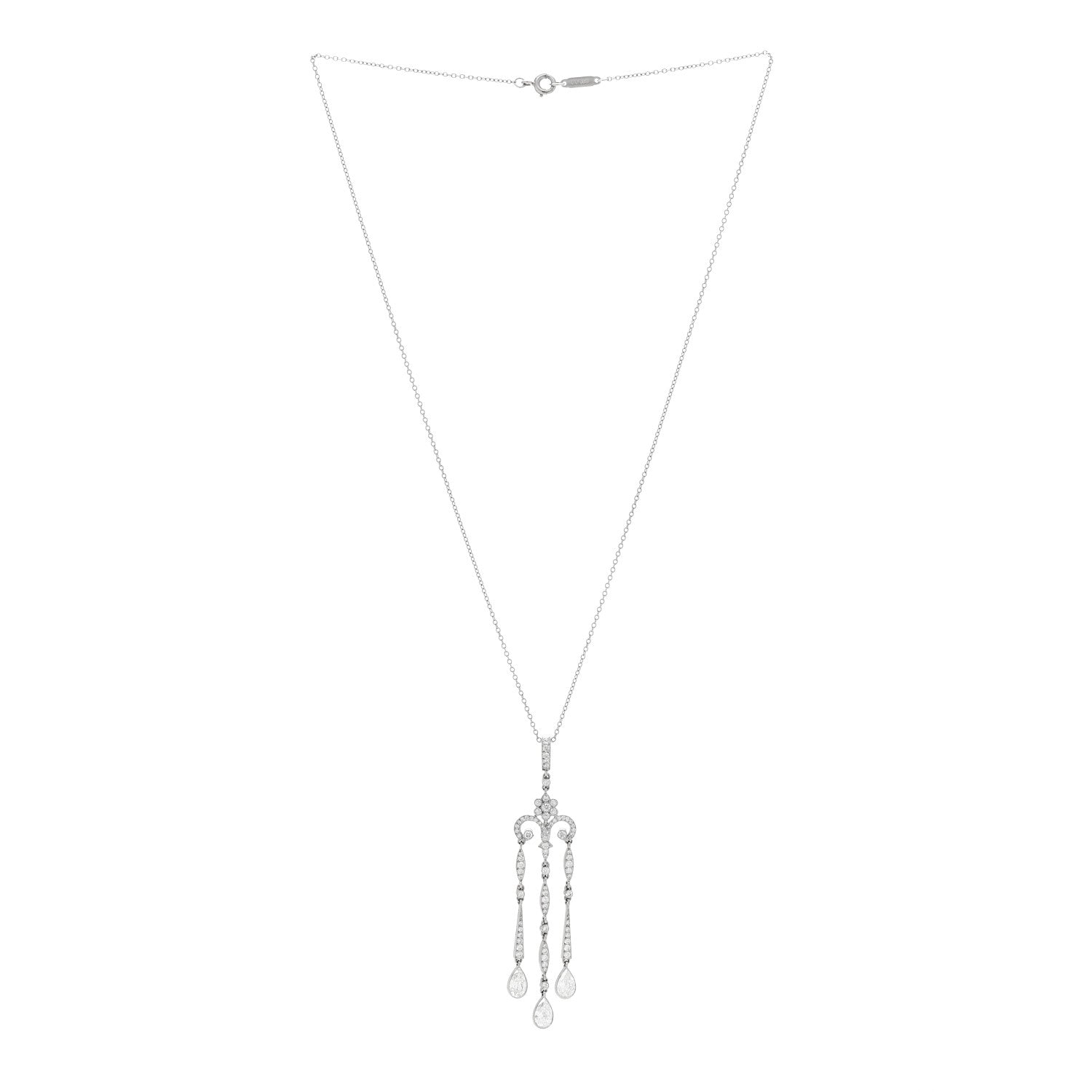 Tiffany Platinum Diamond Legacy Pear Drop Pendant Necklace 3 of 7