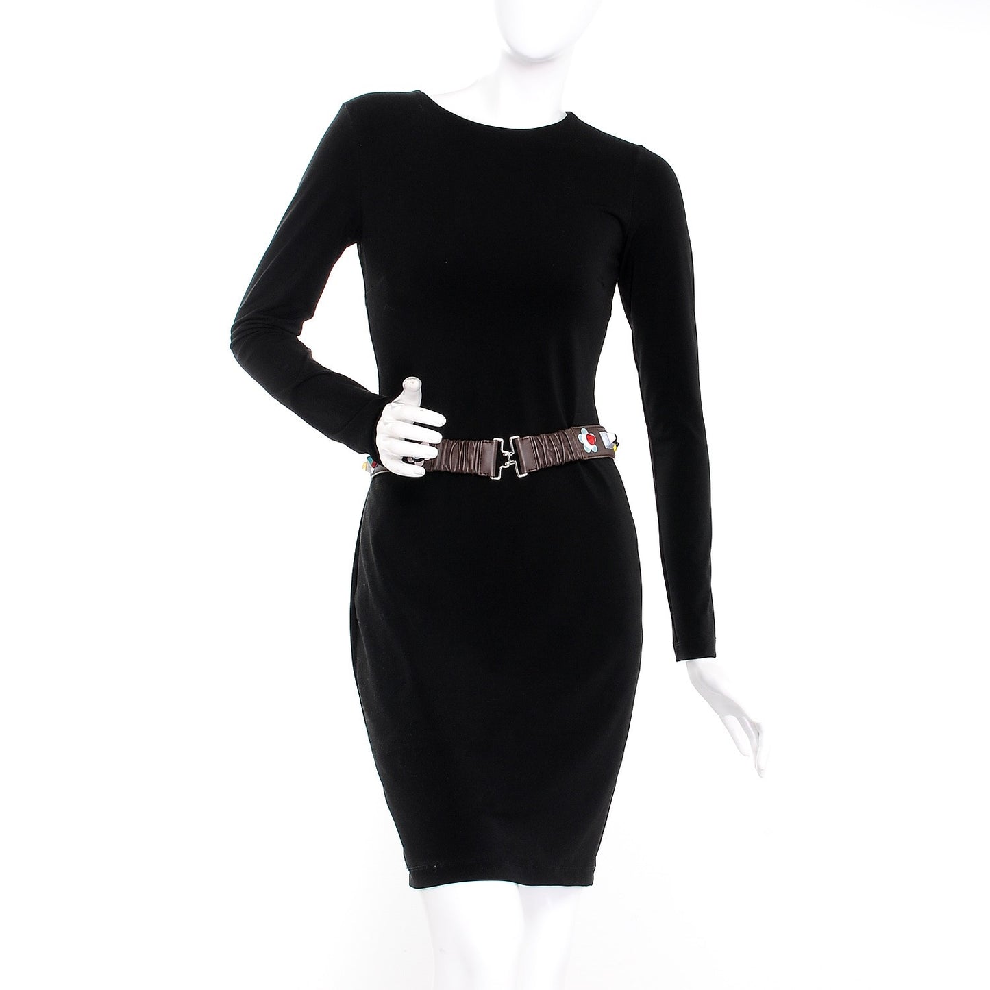Calfskin Studded Belt 75 30 Brown Multicolor