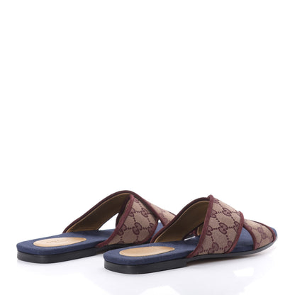 Gucci Canvas GG Monogram Womens Criss Cross Slide Sandals 37 Sahara Rubino Chardonnay 4 of 10