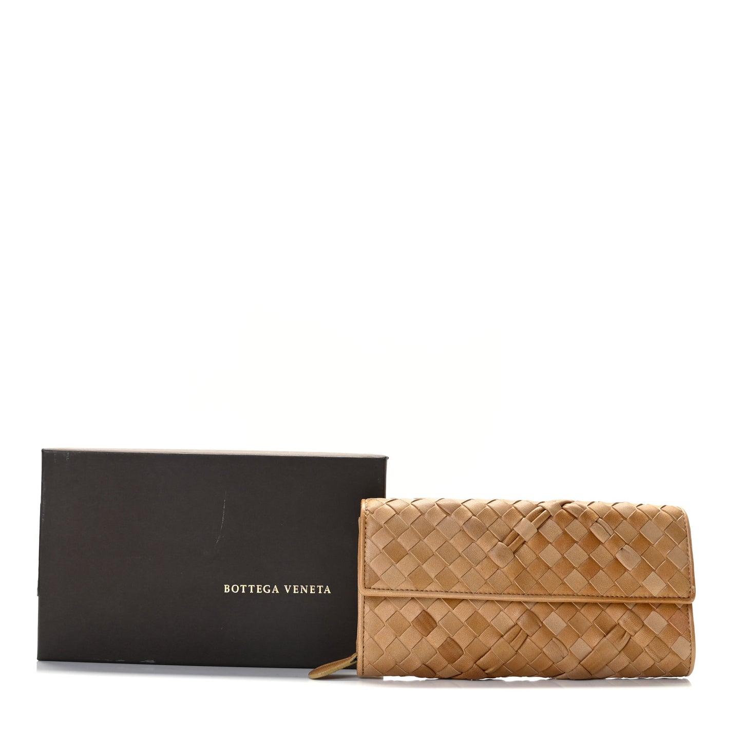 Nappa Intrecciato Continental Flap Wallet Camel