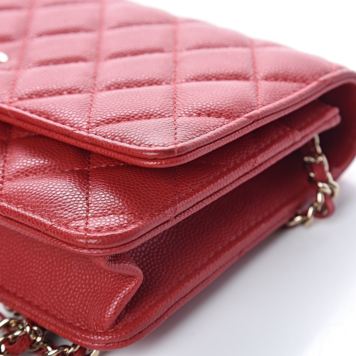 Chanel Caviar Quilted Wallet on Chain WOC Red 13 of 14
