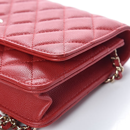 Chanel Caviar Quilted Wallet on Chain WOC Red 13 of 14