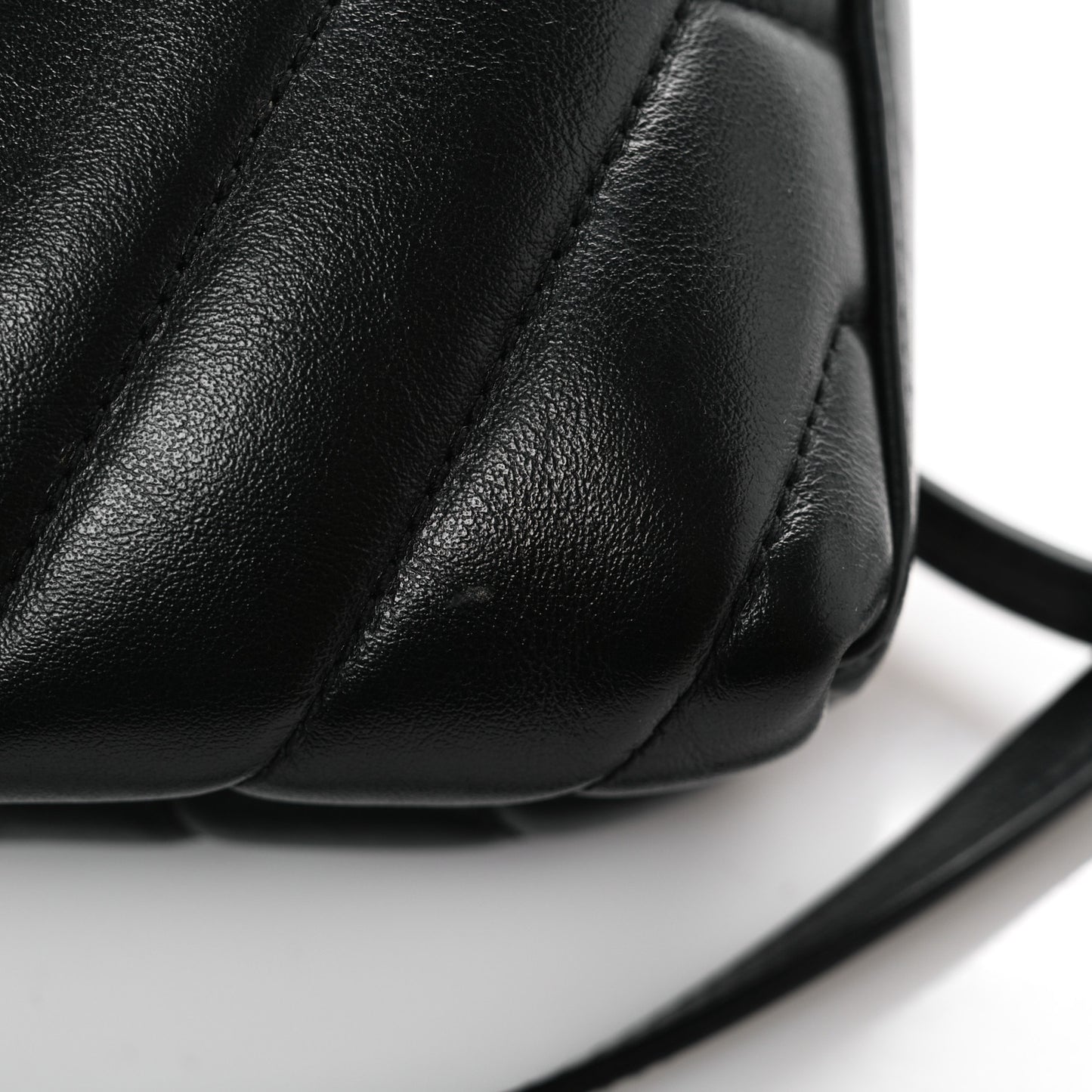 Calfskin Y Quilted Monogram Monochrome Toy Loulou Crossbody Bag Black