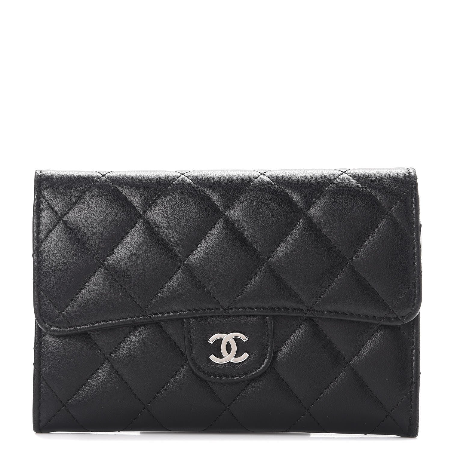 Chanel Lambskin Quilted Small Flap Wallet Black 1 of 9