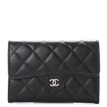 Chanel Lambskin Quilted Small Flap Wallet Black 1 of 9