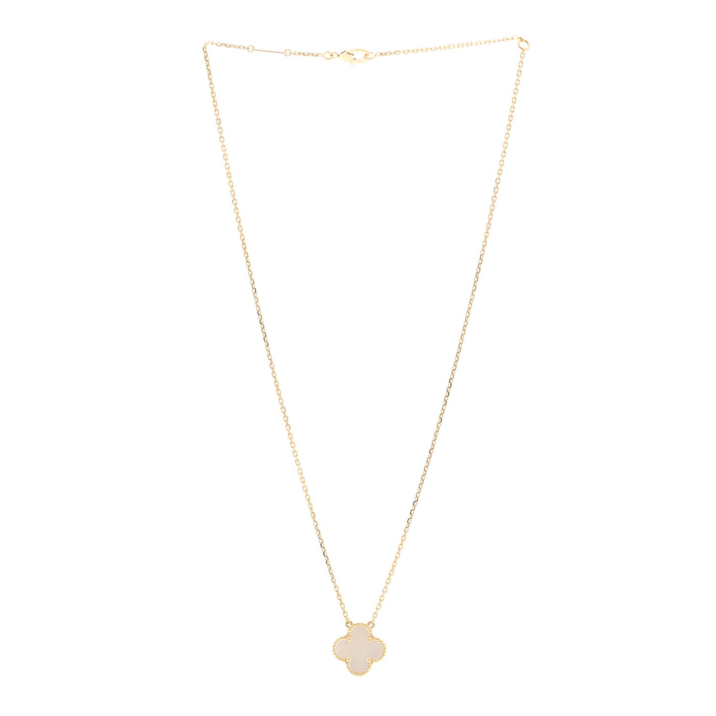 18K Yellow Gold Mother of Pearl Vintage Alhambra Pendant Necklace