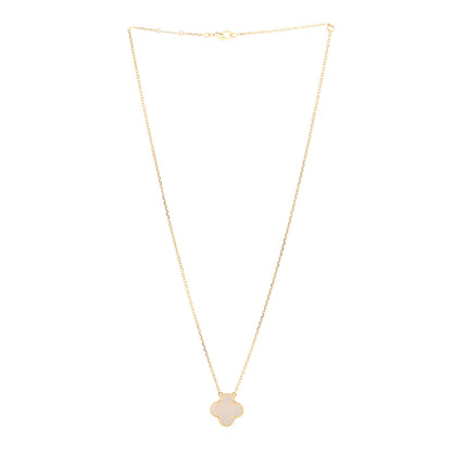 Van Cleef & Arpels 18K Yellow Gold Mother of Pearl Vintage Alhambra Pendant Necklace 3 of 6