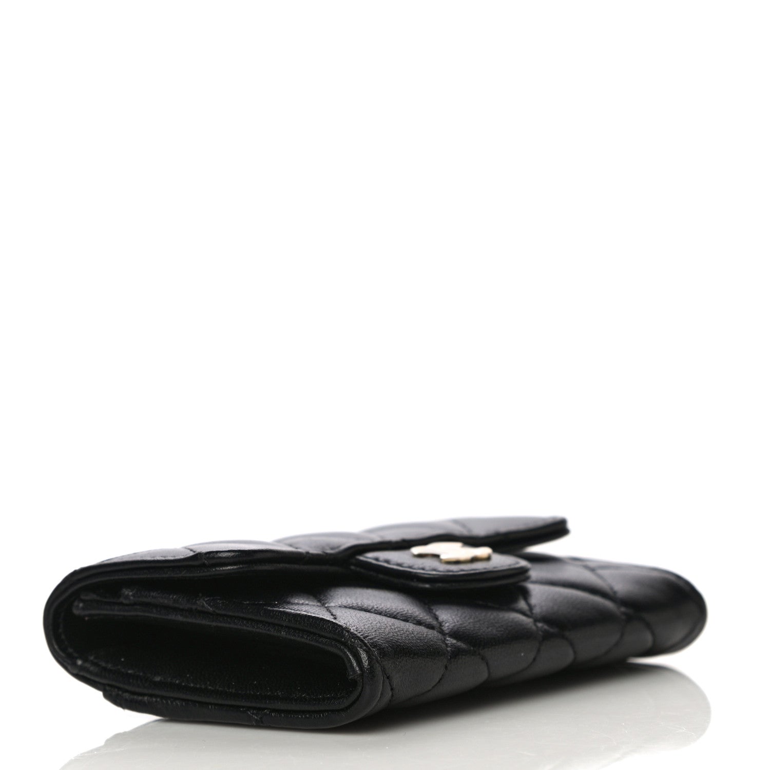 Chanel Lambskin Quilted Flap Card Holder Wallet Black 4 of 10