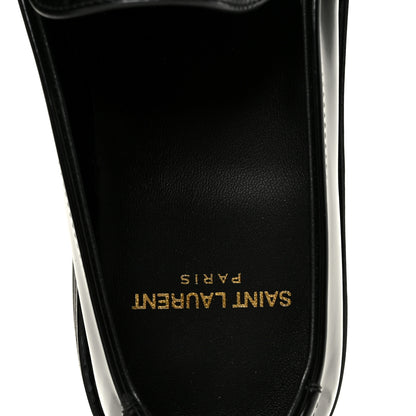 Saint Laurent Glazed Calfskin Le Loafer 15 Penny Slippers 37 Black 7 of 10