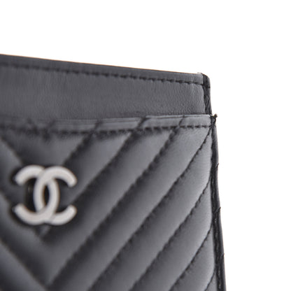 Chanel Lambskin Chevron Quilted Card Holder Black 9 of 11