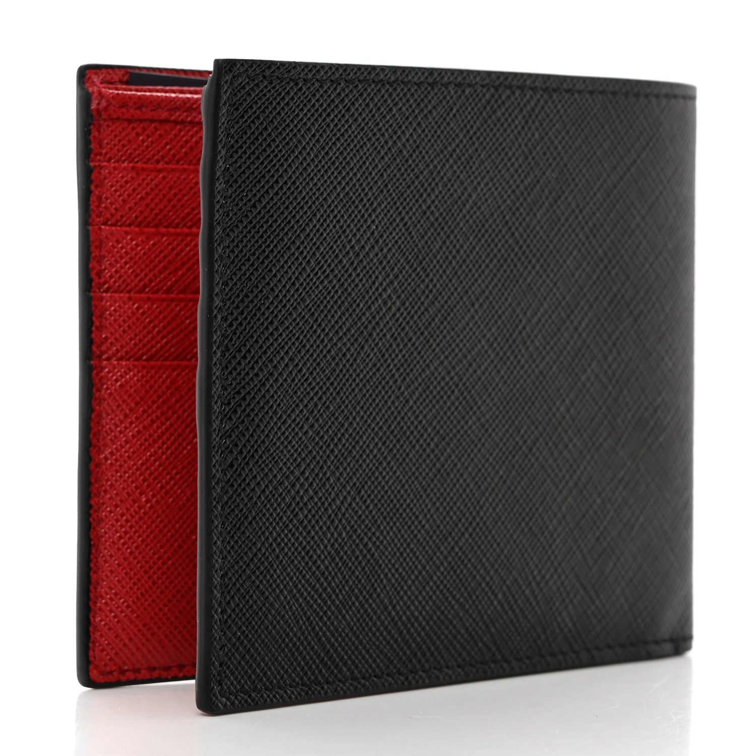 Prada Saffiano Bi-Fold Wallet Black Fuoco 4 of 7