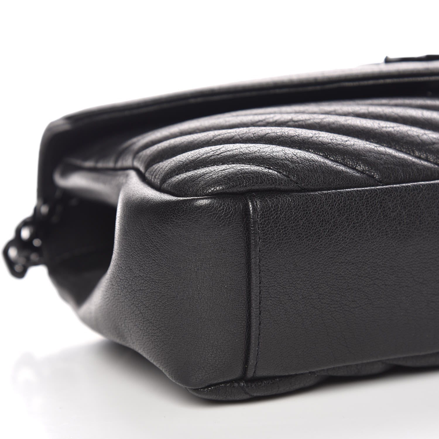 Saint Laurent Sheepskin Matelasse Chevron Monogram Medium College Bag Black 8 of 9