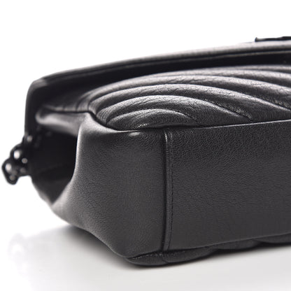 Saint Laurent Sheepskin Matelasse Chevron Monogram Medium College Bag Black 8 of 9