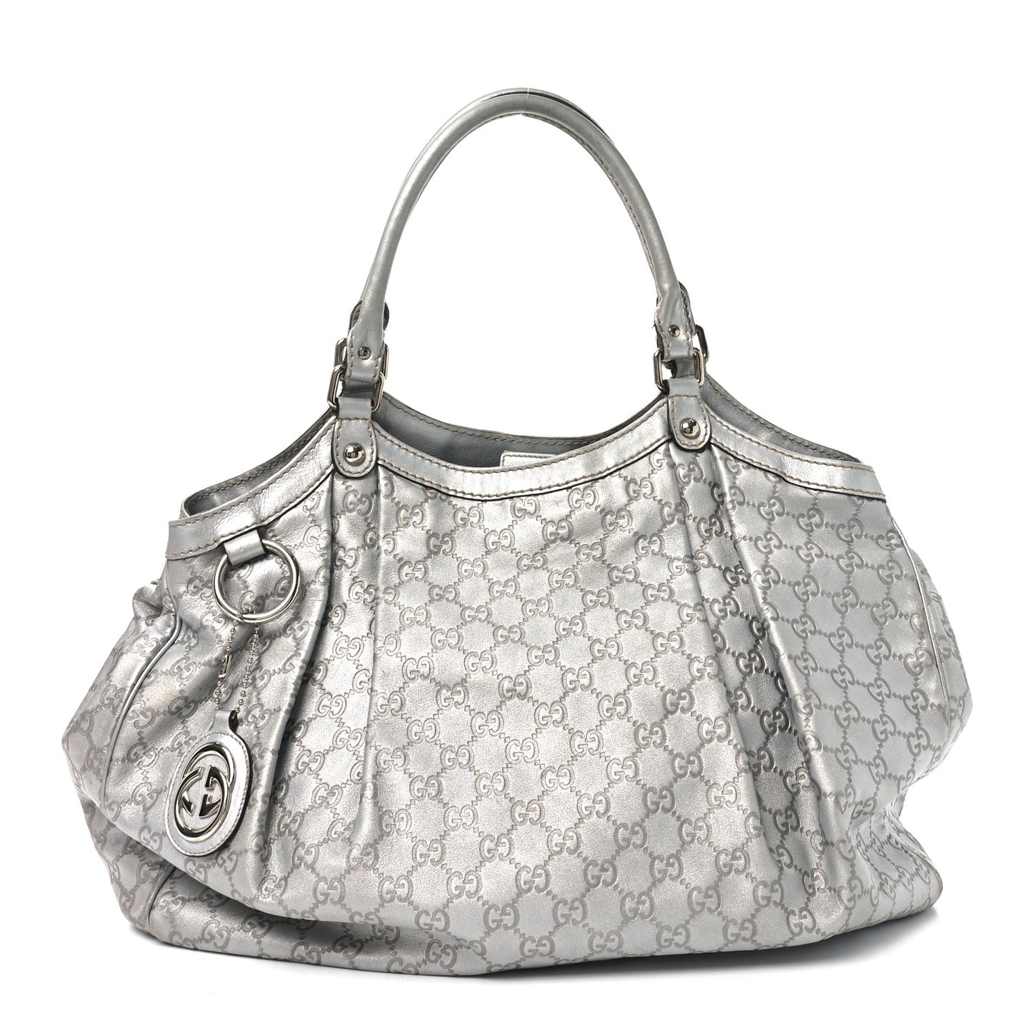 Guccissima Large Sukey Tote Silver