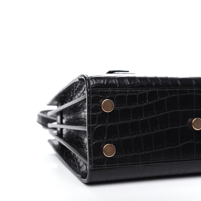Saint Laurent Calfskin Crocodile Embossed Nano Sac De Jour Black 8 of 10