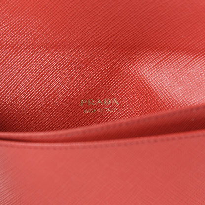 Prada Saffiano Metal Flap Card Holder Fuoco 7 of 8