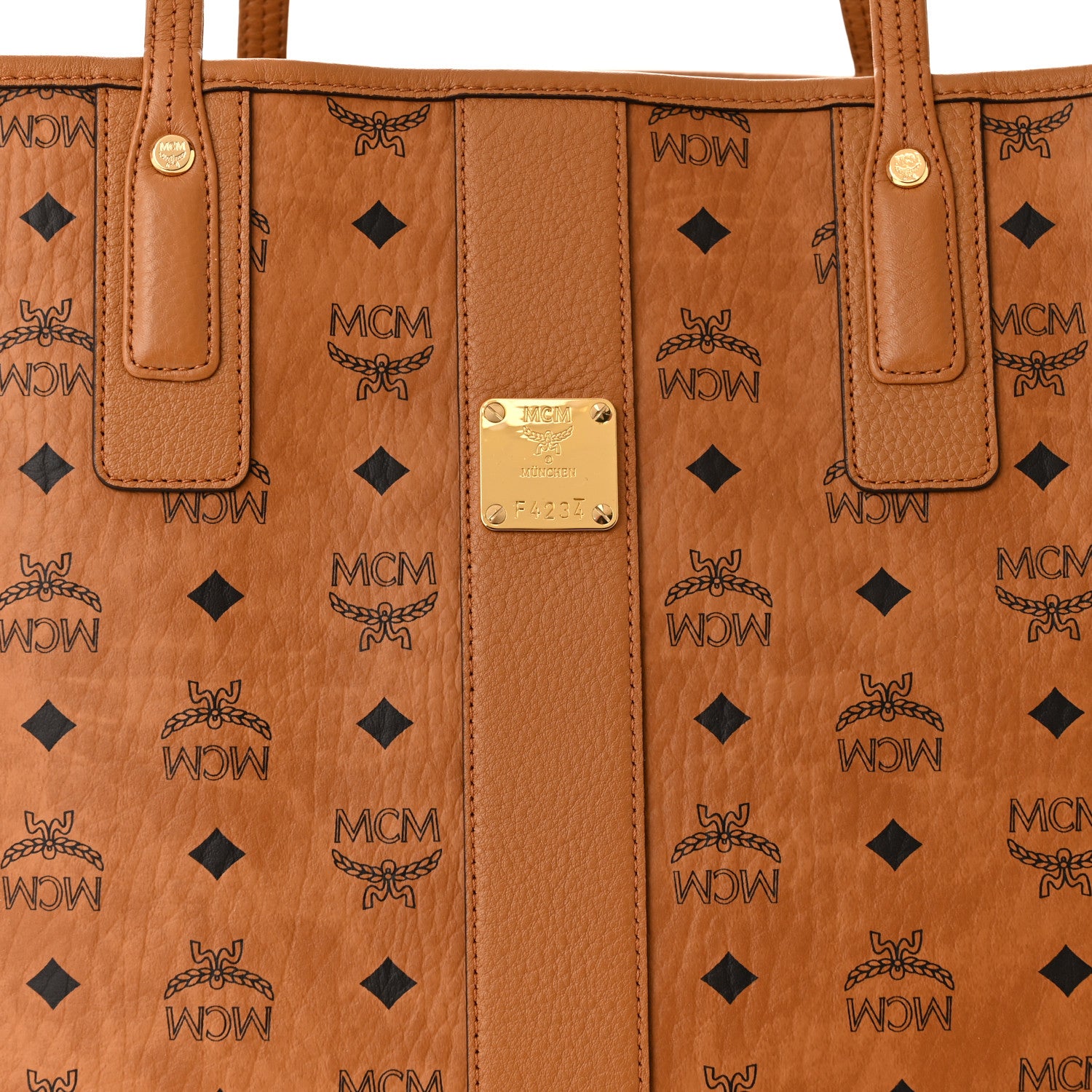 MCM Visetos Medium Liz Reversible Shopper Tote Cognac 12 of 17