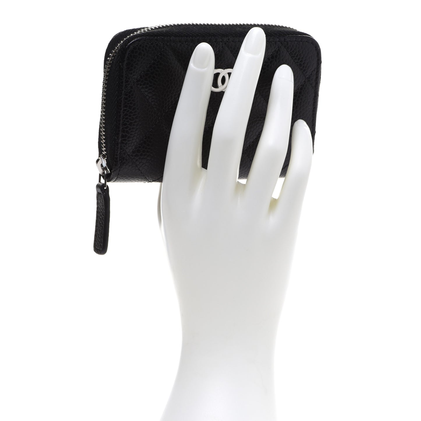 Caviar Quilted Zip Coin Purse Black