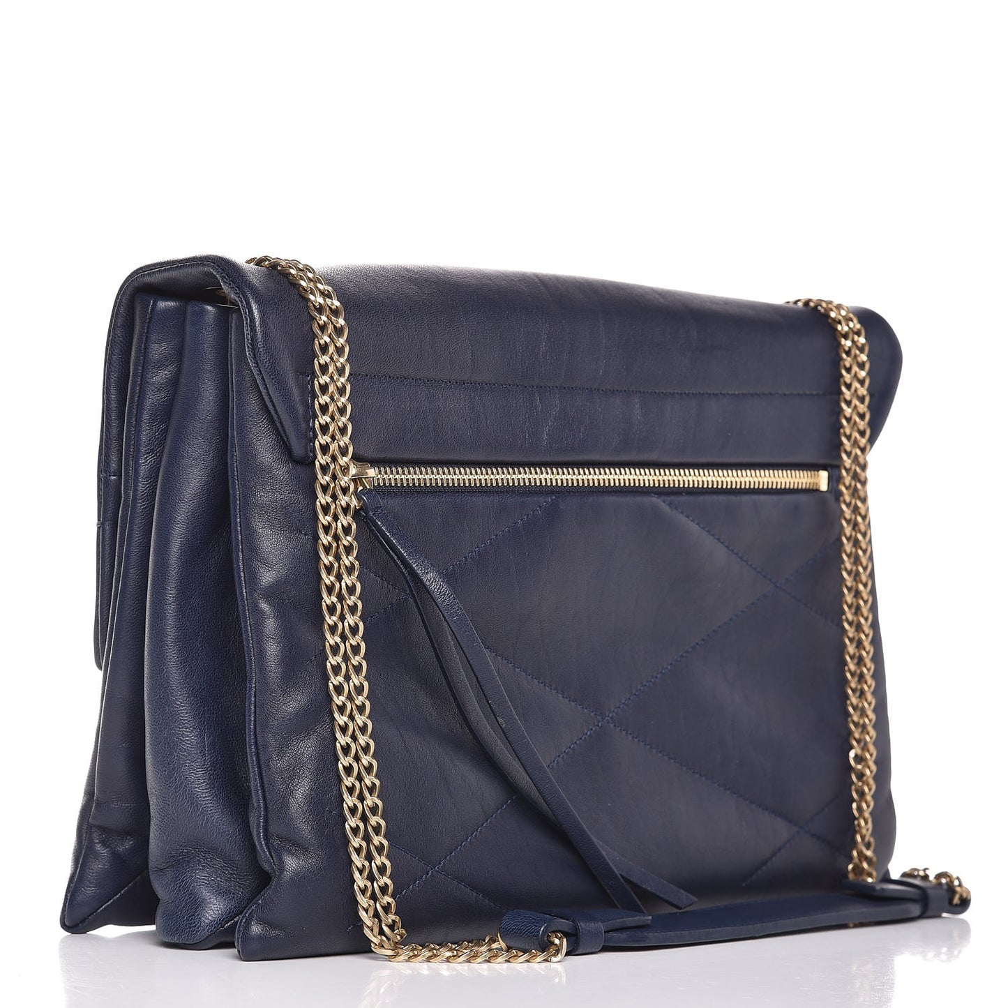 Lambskin Quilted Medium Sugar Flap Shoulder Bag Navy