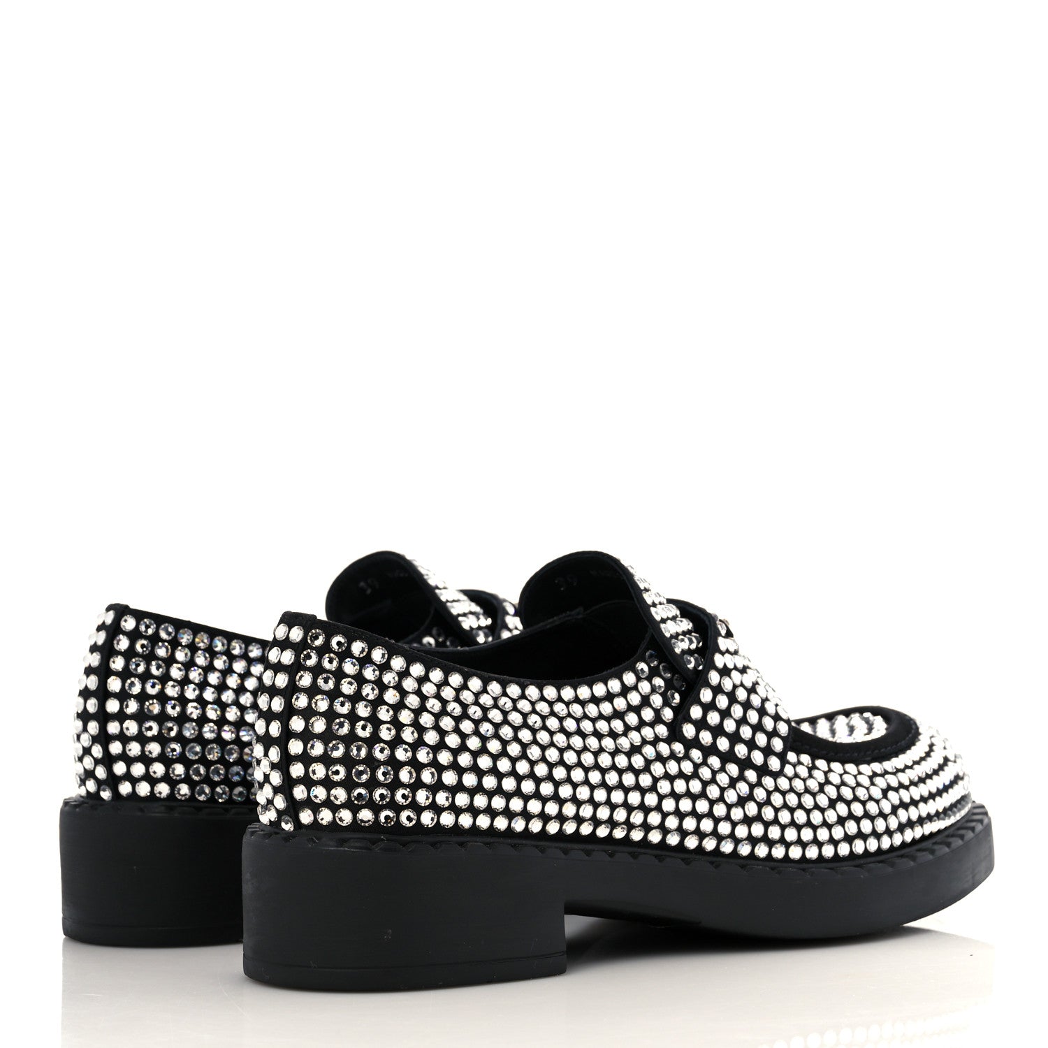 Prada Satin Crystal Metal Triangle Logo 50mm Loafers 39 Cristal 4 of 8
