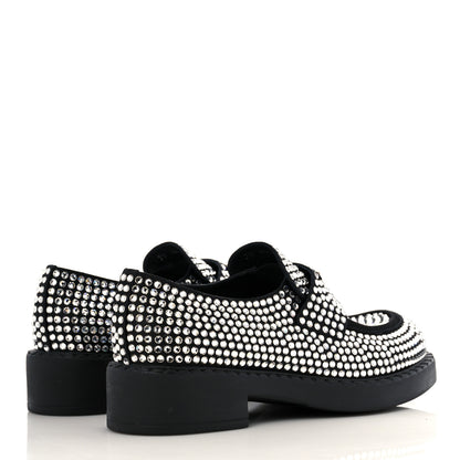 Prada Satin Crystal Metal Triangle Logo 50mm Loafers 39 Cristal 4 of 8