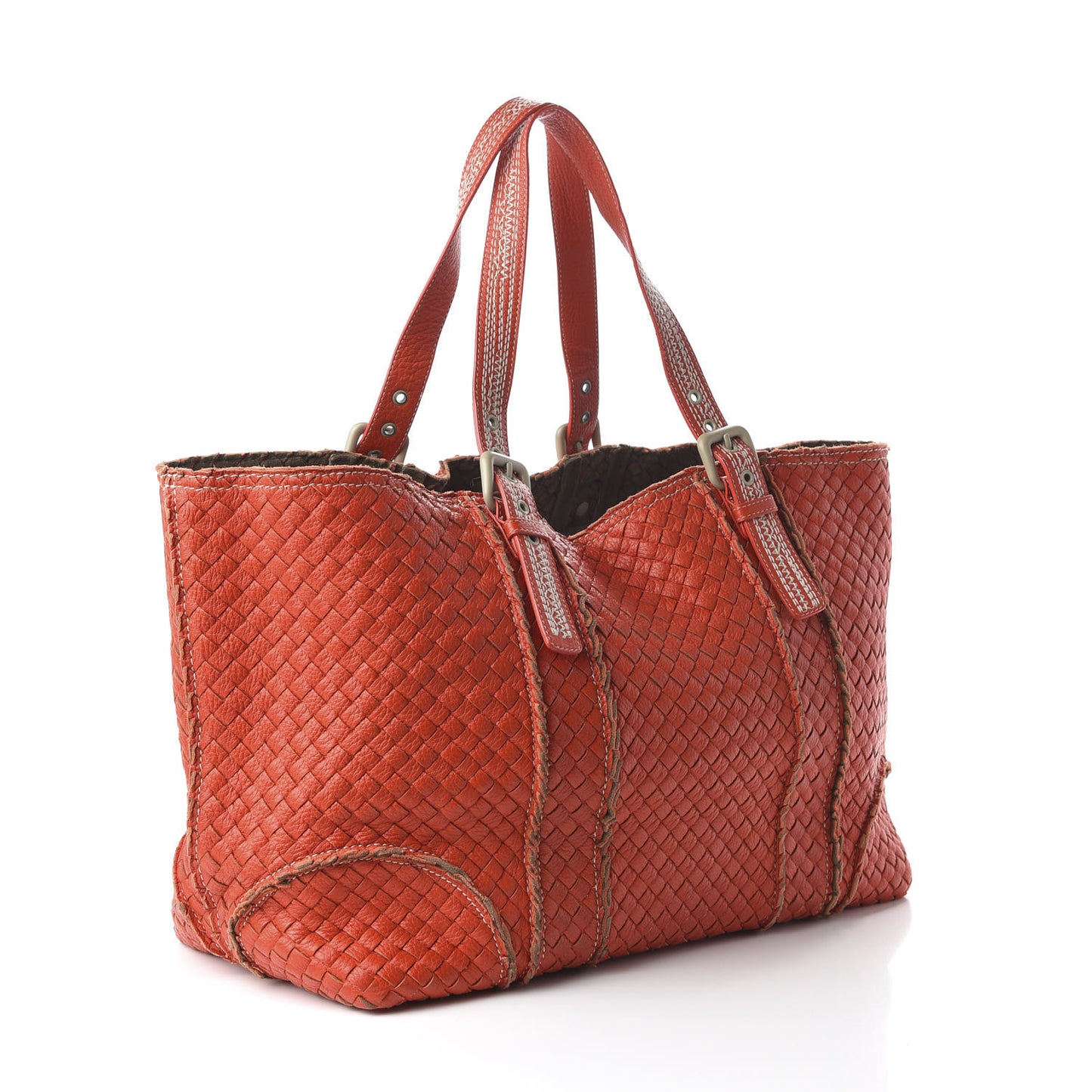 Cervo Intrecciato Large Shopping Tote Orange