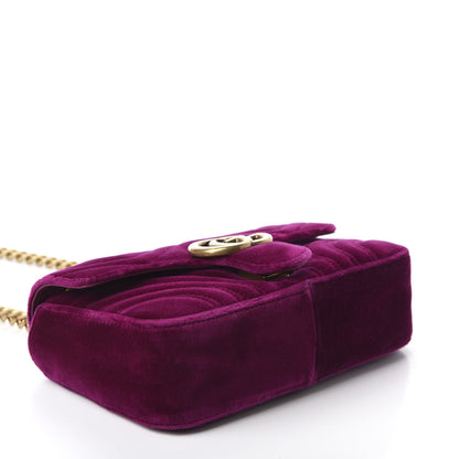 Gucci Velvet Matelasse Mini GG Marmont Shoulder Bag Fuchsia Violet Cyclamen 4 of 10
