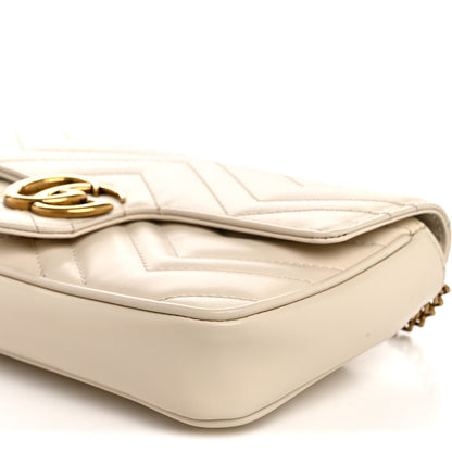 Gucci Calfskin Matelasse Mini GG Marmont Shoulder Bag With Card Holder White Black 11 of 12