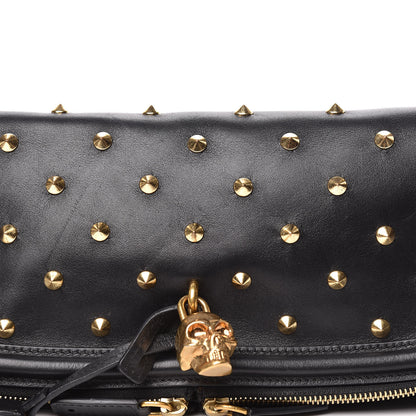 Alexander McQueen Calfskin Studded Padlock Skull Clutch Black 8 of 12