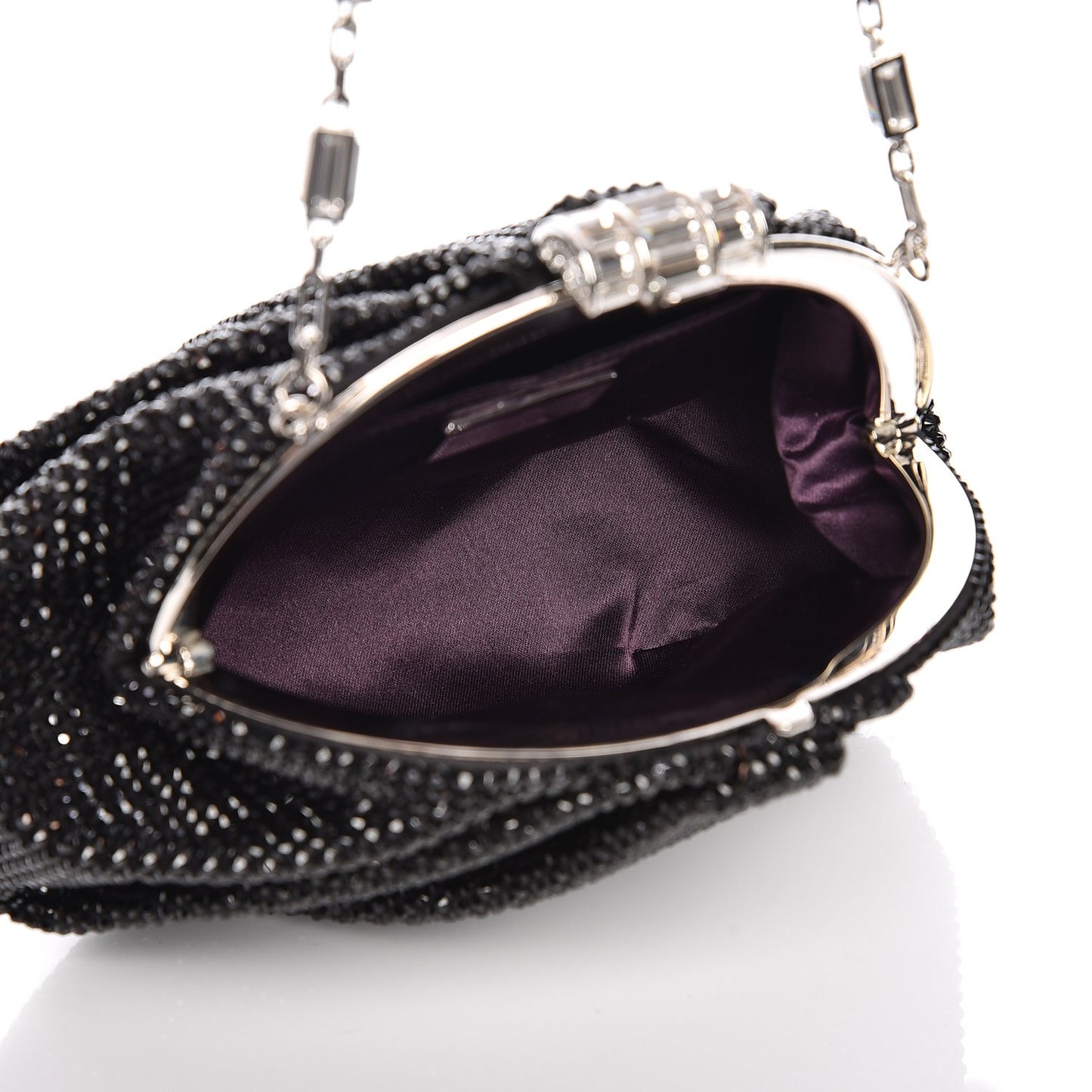 Swarovski Crystal Kisslock Clutch Black Silver