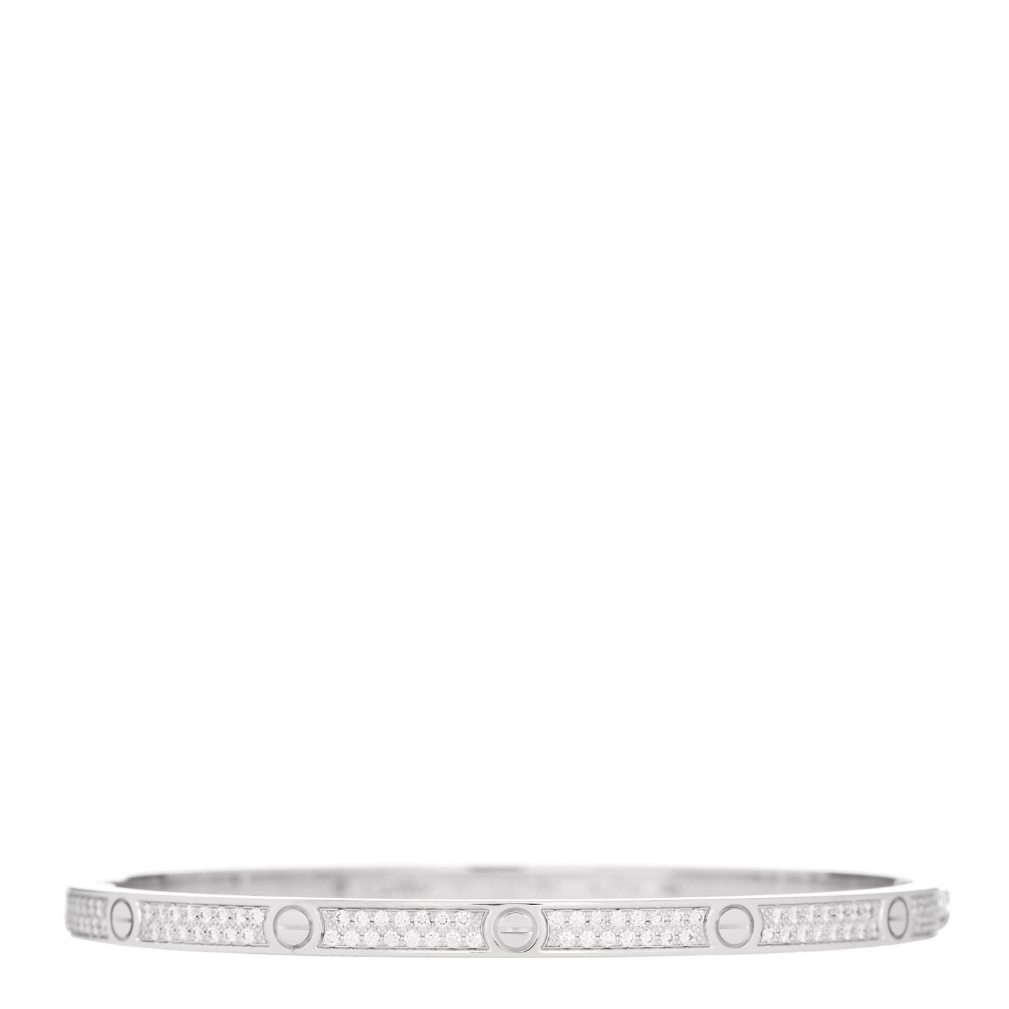 18K White Gold Diamond Small LOVE Paved Bracelet 17