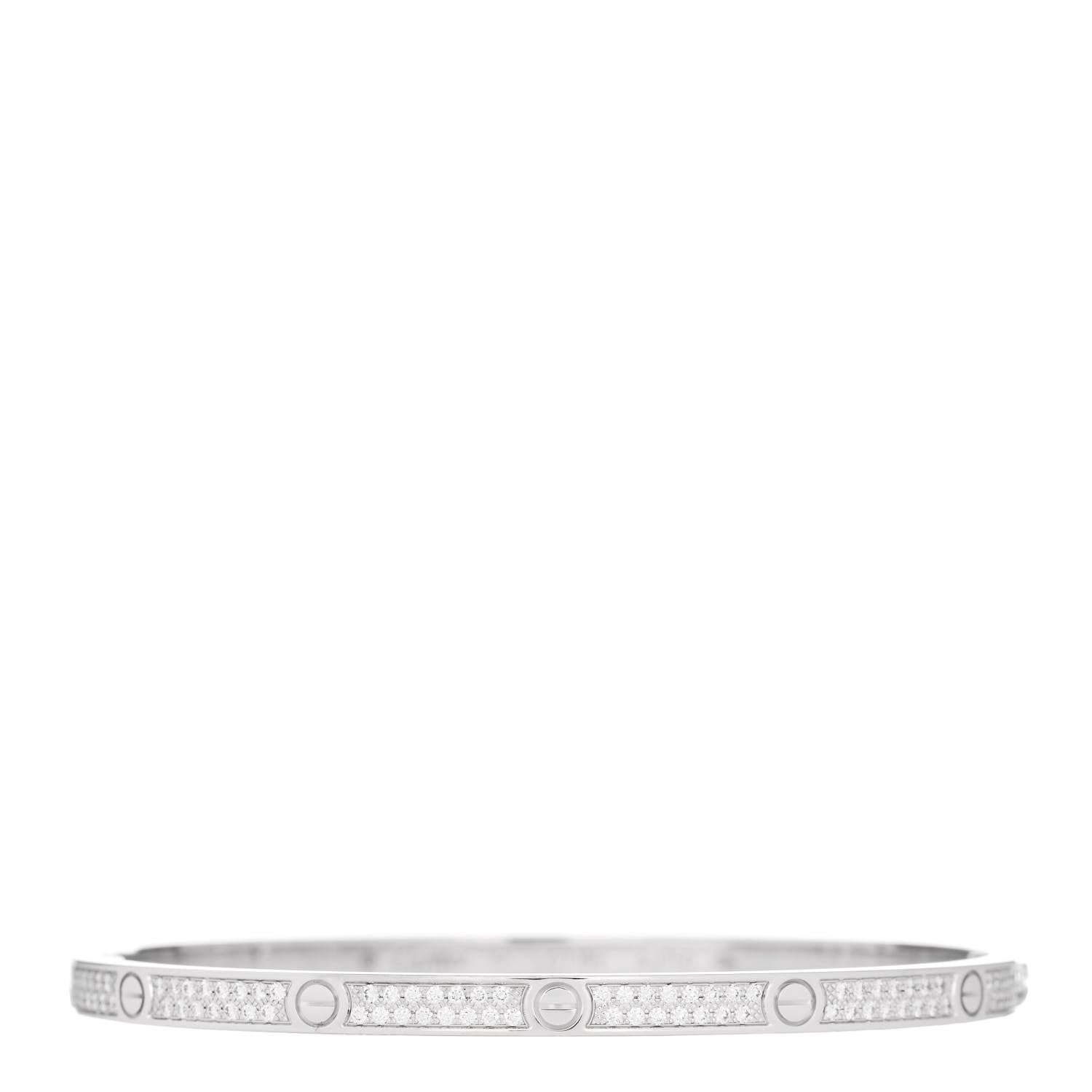 Cartier 18K White Gold Diamond Small LOVE Paved Bracelet 17 1 of 8