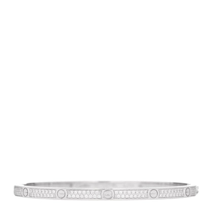 Cartier 18K White Gold Diamond Small LOVE Paved Bracelet 17 1 of 8