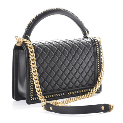 Chanel Calfskin Quilted New Medium Boy Top Handle Flap Black 3 of 10