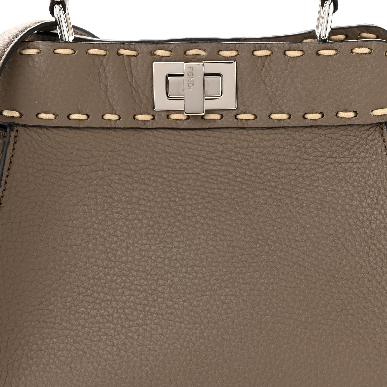 Fendi Vitello Granato Camoscio Macro Stitching Selleria Mini Peekaboo Iconic Satchel Tartufo 9 of 11