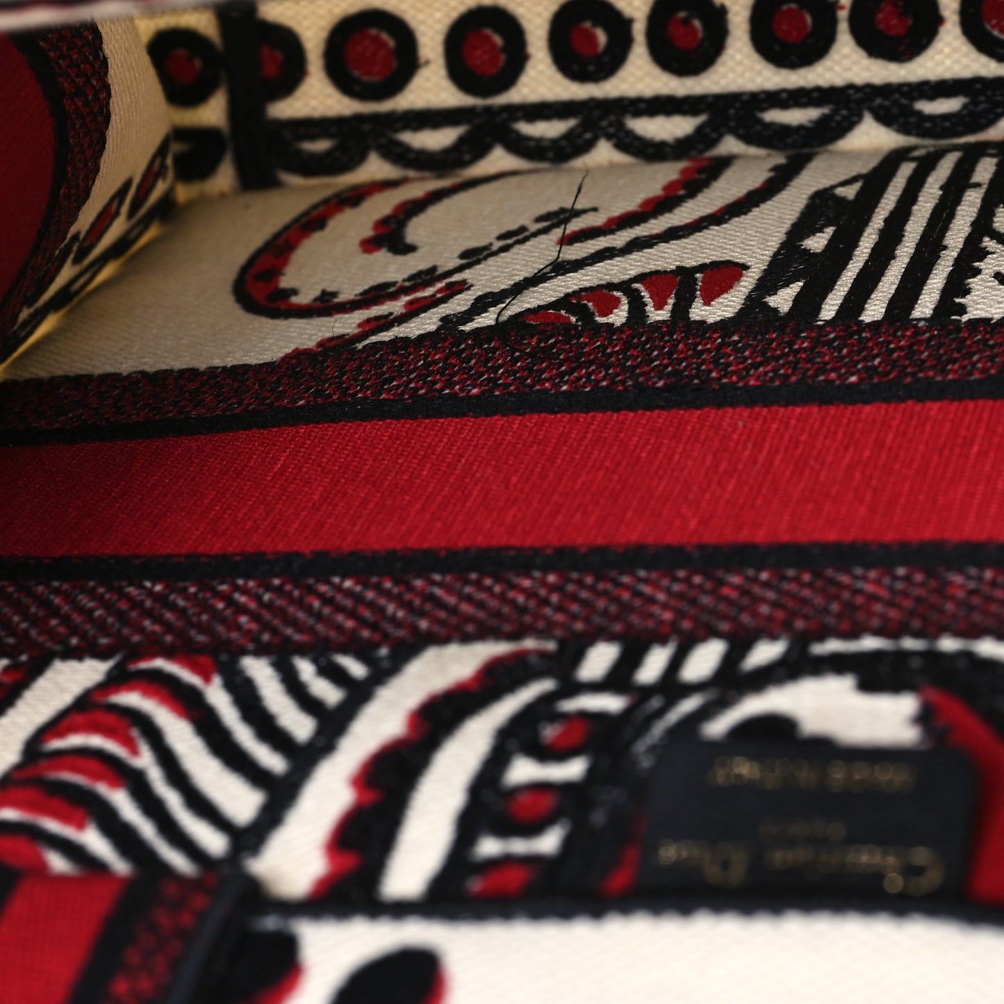 Canvas Embroidered Medium Cupidon Book Tote Latte Multicolor