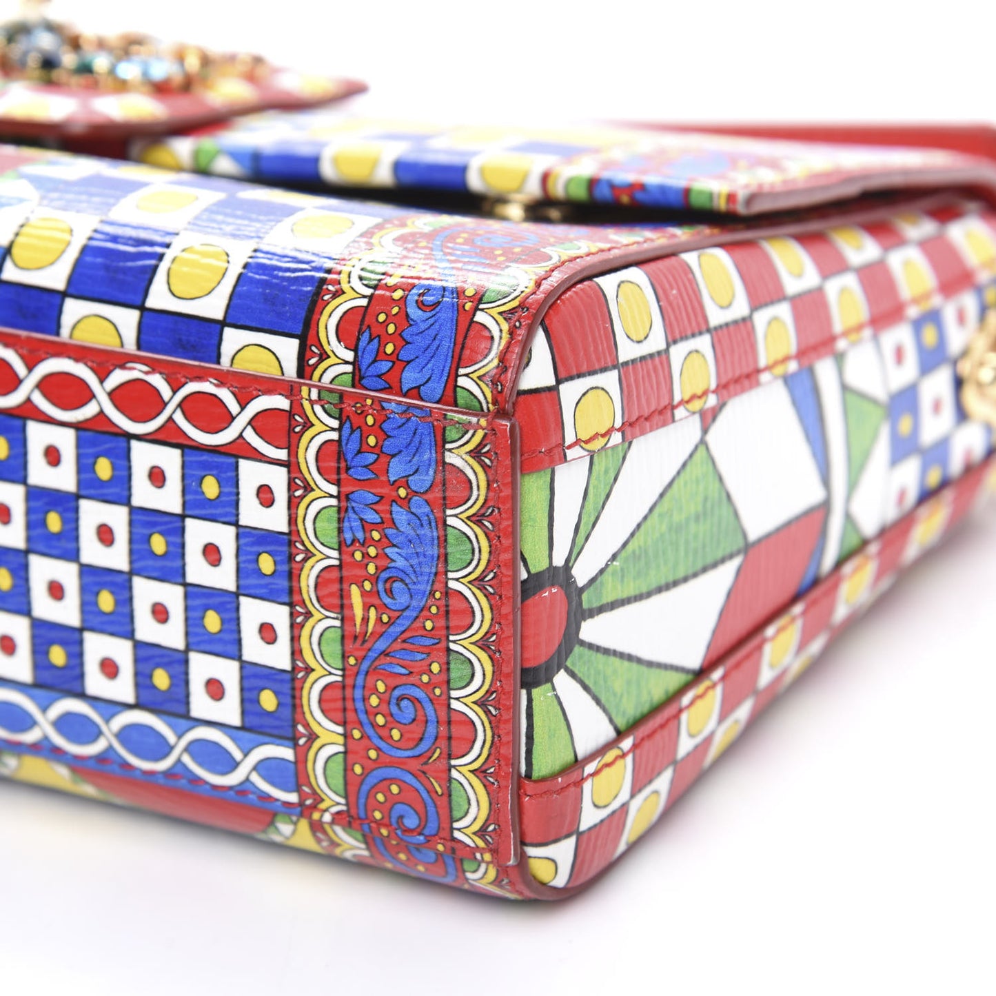 Dauphine Crystal Embellished Queen of Hearts Print Milennials Shoulder Bag Multicolor