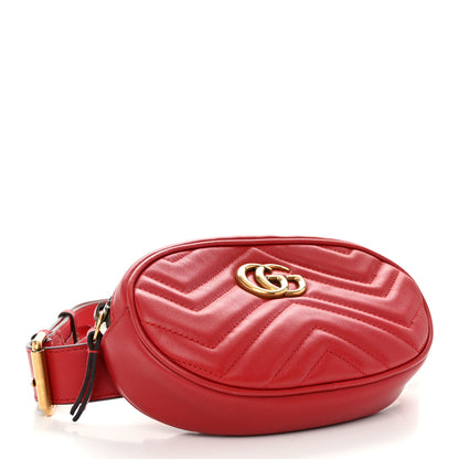 Gucci Calfskin Matelasse GG Marmont Belt Bag 95 38 Hibiscus Red 4 of 12