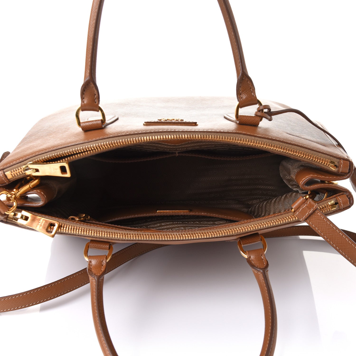 Prada Saffiano Medium Galleria Double Zip Tote Caramel 5 of 13