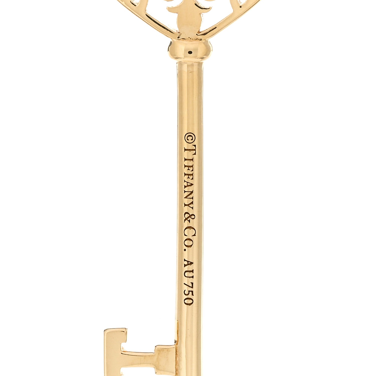 Tiffany 18K Yellow Gold Diamond Enchant Heart Key Pendant Necklace 3 of 4