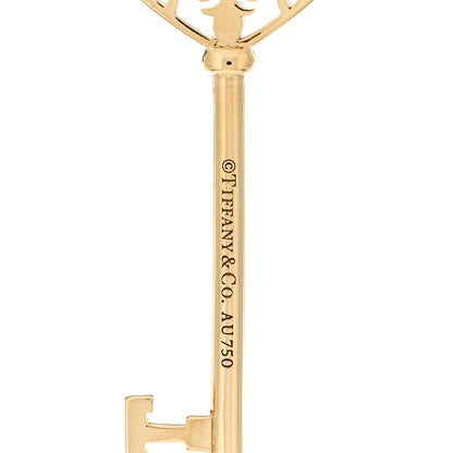 Tiffany 18K Yellow Gold Diamond Enchant Heart Key Pendant Necklace 3 of 4