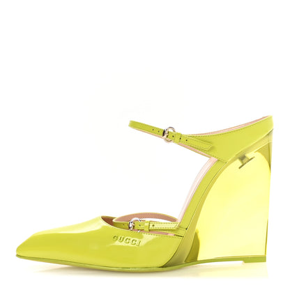 Gucci Regent Calfskin Lucite Wedge 110 Mules 39 Firefly 1 of 9