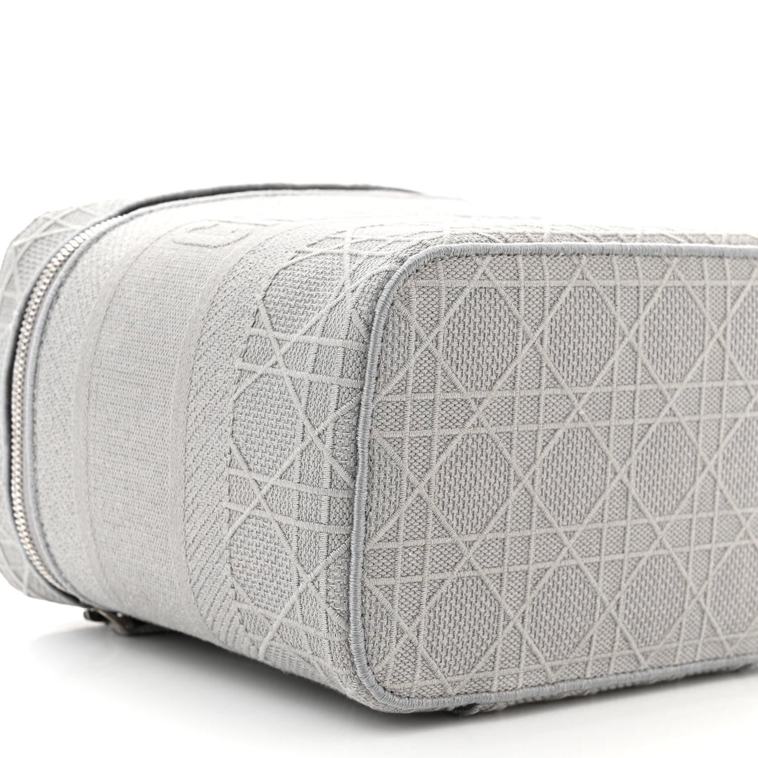 Christian Dior Canvas Embroidered Cannage Diortravel Vanity Case Grey 8 of 10