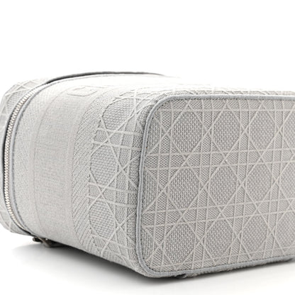 Christian Dior Canvas Embroidered Cannage Diortravel Vanity Case Grey 8 of 10