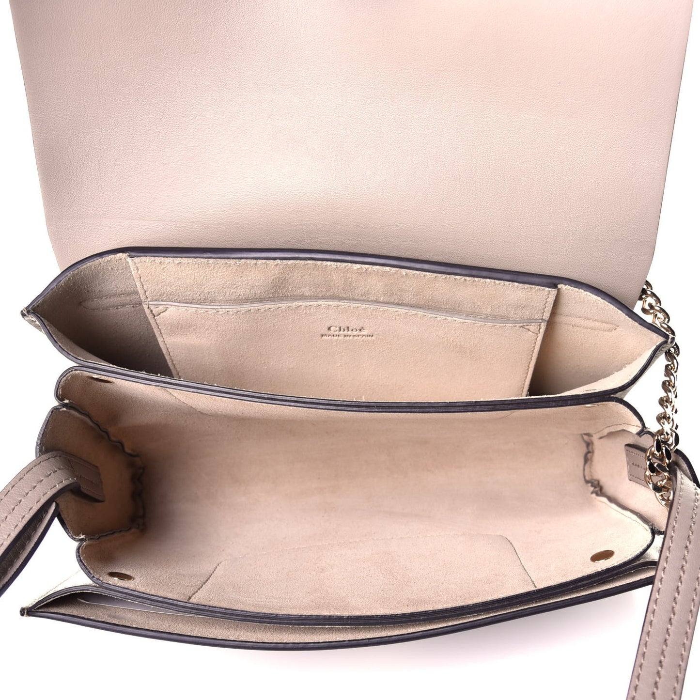 Suede Calfskin Small Faye Shoulder Bag Motty Grey