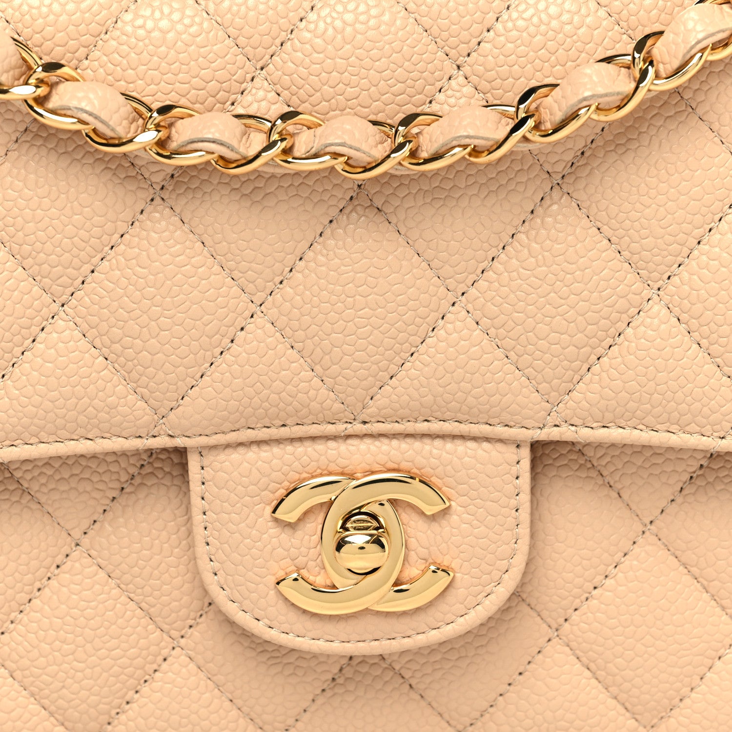 Chanel Caviar Quilted Medium Double Flap Beige 8 of 11
